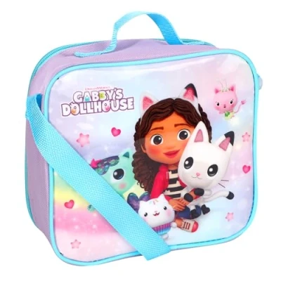 Image of Gabbys Dollhouse Insulated 3 Piece Lunch Bag, Sandwich Box &amp; Bottle Set for School Travel 3pc