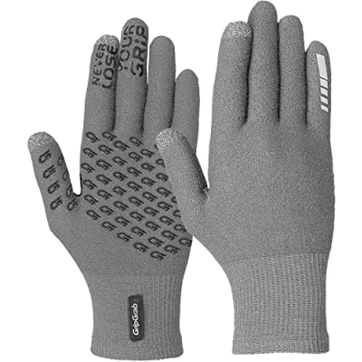 Image of GripGrab Primavera 2 Merino Wool Spring Autumn Cycling Gloves Knitted Touchscreen Full Finger Anti Slip Bicycle Liners