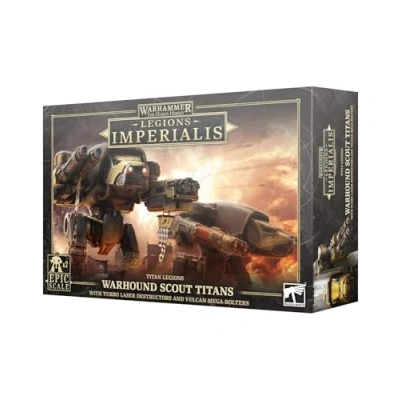 Image of Games Workshop Warhammer Legions Imperialis Warhound Scout Titans with Turbo Laser Destructors and Vulcan Mega Bolters [EPIC SCALE]