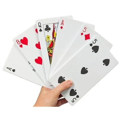 Image of Quickdraw Giant Jumbo Playing Cards Traditional 52 Card Deck with Extra Large 18cm x 10cm Made from EVA Foam Sturdy Storage Box Fun for Family Parties, BBQs, and Outdoor Games
