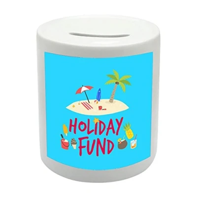 Image of BS072 Holiday Fund Novelty Gift Printed Ceramic Piggy Bank Money Saving Box