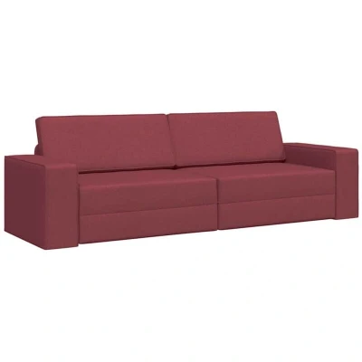 Image of vidaXL Floor Sofa Bed 2 in 1 Wine Red 245x150x60.5 cm Fabric