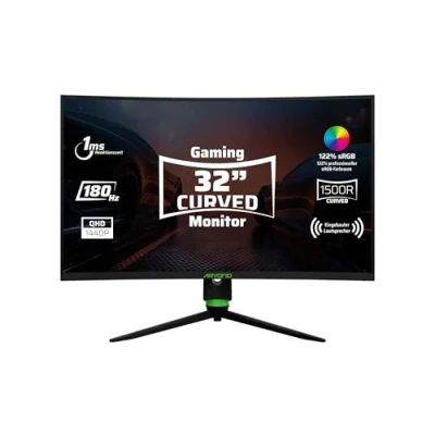 Image of Aryond A32 V2 Gaming curved Monitor 32 Inch 180Hz QHD (2560x1440) Display 1ms Response Time HDR 10 FreeSync G Sync 119.9% ​​ SRGB 2*Ω8 x 2W Speakers HDMI Connection