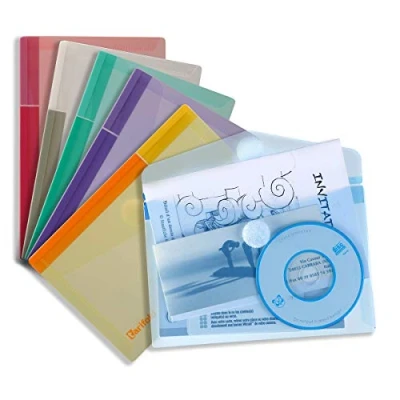 Image of Tarifold Es 510289 Pack de 6 Sobres plásticos formato A6, Alta resistencia y cierre por velcro, colores surtidos uds.
