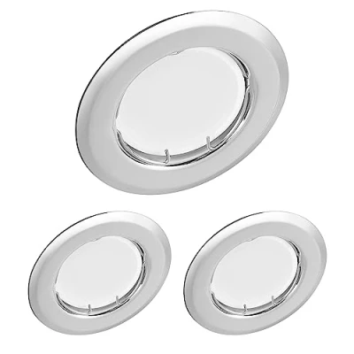 Image of 3 x LED Recessed Spotlights Round Chrome Watt 230 V Dimmable Swivelling Diameter 50 55 mm Hole Size Ceiling Lights Spotlight (Warm White 3000 K)