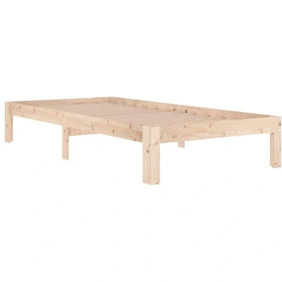 Image of vidaXL Single Size Bed Frame Solid Pine Wood Farmhouse Mattress Base Platform Natural, 809982