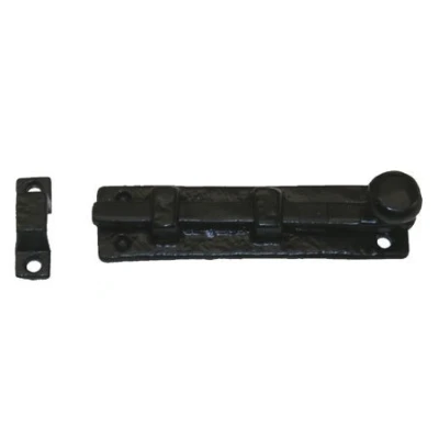 Image of Kirkpatrick 1131 4 x 1 inch Antique Malleable Iron Straight Door Bolt Black
