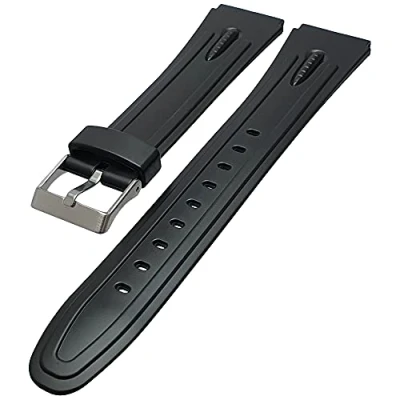 Image of Talk Time Black Rubber Sports Watch Strap 20mm (22mm Overall Width)