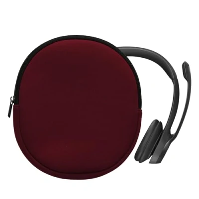Image of kwmobile Cover Compatible with Logitech H390 Case Neoprene Headset Pouch w/Zipper Berry