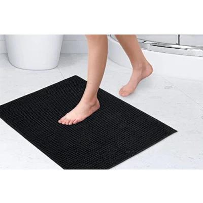 Image of Emma Barclay Noodle Soft Touch Non Slip Bathroom Rug in Black Shower Mat 40x60cm