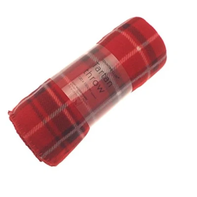 Image of Red Tartan Check Super Soft Fleece Throw, 120 x 150cm