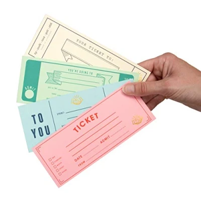 Image of Suck UK Blank Ticket Book Gift Voucher Date Night Cards Gifts for Him Her Boyfriend Coupon Birthday Vouchers Hard Backed