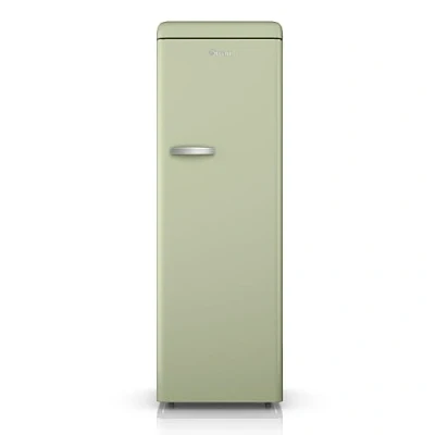 Image of SWAN SR11050GNE Retro Tall Larder Fridge with 337L Capacity, 5 Glass Shelves, 1 Chrome Wine Rack, 6 Door Salad Crisper, Energy Class E, Green