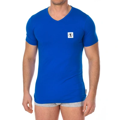 Image of Bikkembergs Mens Pack 2 Fashion Pupino T shirts Blue Cotton Size Small