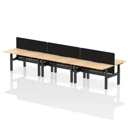 Image of Air B2B 1600x800 Adjustable 6P Bench Desk Scalloped Maple/Black/Screen