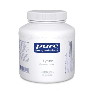 Image of Pure Encapsulations L Lysine 500mg Hypoallergenic Essential Amino Acid Supplement 270 Vegetarian Capsules
