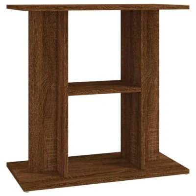 Image of vidaXL Brown Oak Aquarium Stand in Engineered Wood with Sleek Design and Multi level Storage 60 x 30 cm