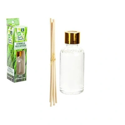 Image of All Natural Clear Glass Citronella Reed Diffuser 30ml (1 Pc.) Mosquito Repellent Perfect Indoor &amp; Outdoor Fragrance Solution