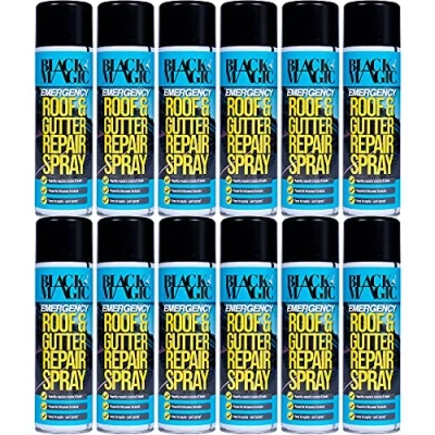 Image of Black Magic Emergency Roof and Gutter Spray 12 x 500ml Repairs Crack Leaks Powerful Bitumen Formula Easy to Use