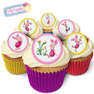 Image of 24 Fabulous Pre Cut Edible Wafer Cake Toppers: Piglet