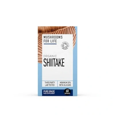 Image of Organic Shiitake Supplement Mushroom Superfood Complex Pure Grade Extracts, No Binders (60g or 60 caps) Capsules)