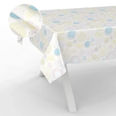 Image of ANRO Oilcloth Tablecloth, Washable, Oilcloth, Garden Outdoor, Indoor, 240 x 140 cm, Cut Edge Lace