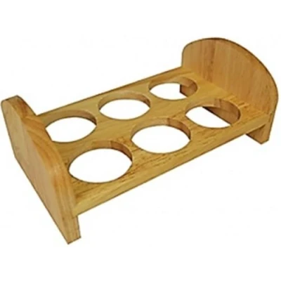 Image of Wooden Egg Tray Holds 6 Eggs Countertop Holder Stand Storage