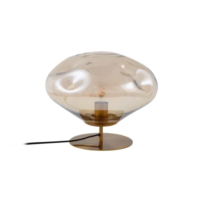 Image of Lindby table lamp Lelia, amber, glass, metal, Ø 35 cm