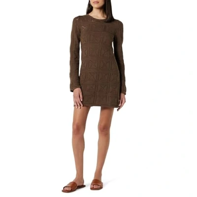 Image of The Drop Women&#039;s Laney Crochet Micro Mini Dress, Coffee Bean, S
