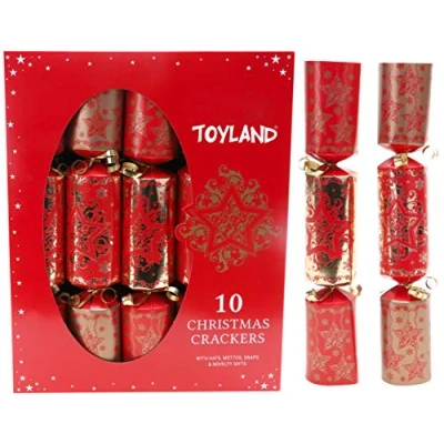 Image of ToylandⓇ 10 Deluxe Red &amp; Gold Christmas Crackers