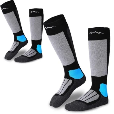 Image of gipfelsport Ski Socks Warm Winter Made of Merino Wool Thermal for Men and Women Functional Socks, White (2 x pair set), 42 44