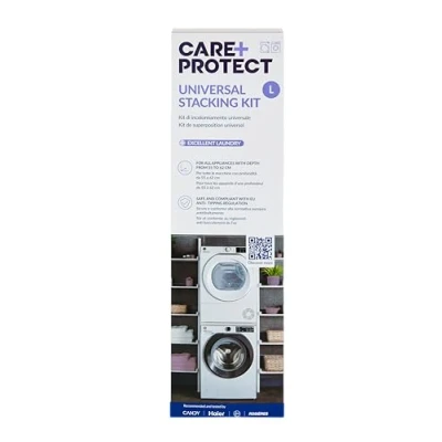 Image of CARE+PROTECT Universal Stacking Kit, for Washing Machines and Tumble Dryers, Depth 55 to 62 cm, Space Saving, Anti Tipping, Easy Install, White