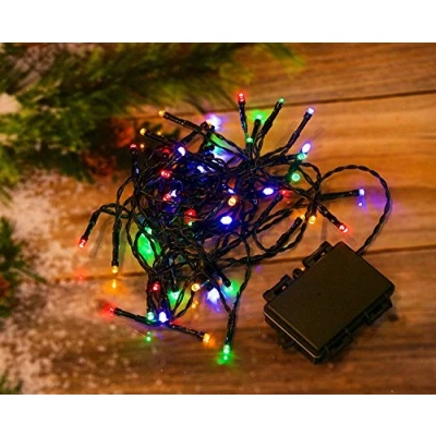Image of Best Artificial 50 Multi Coloured LED Outdoor Waterproof Battery 8 Function String Lights with Timer 5M Length Party Fairy Christmas