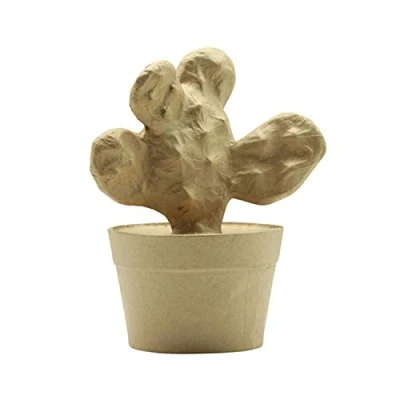 Image of Décopatch Ref HD047C Racket Cactus Papier Maché Object to Decorate 9.5 x 13 16.5cm with Papers &amp; PaperPatch Glue, Glitter, Paints, Brown