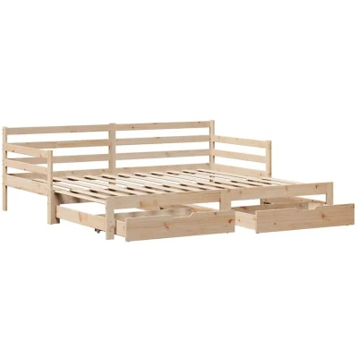 Image of vidaXL Daybed with Trundle and Drawers without Mattress 90x200 cm