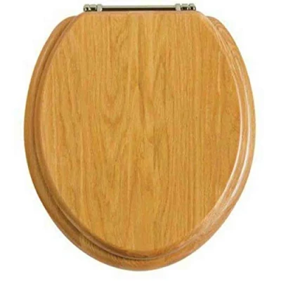 Image of Heritage Oak Toilet Wood WC Seat complete with Soft Close Hinges FOA101SA