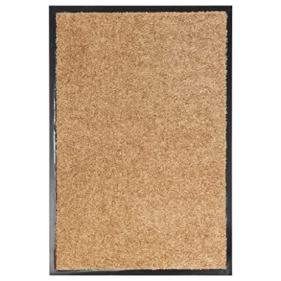 Image of vidaXL Doormat Washable Cream 40x60 cm Rectangular Mat Indoor and Outdoor Use Non Slip PVC Backing Tough Polyamide Fabric Easy Wash