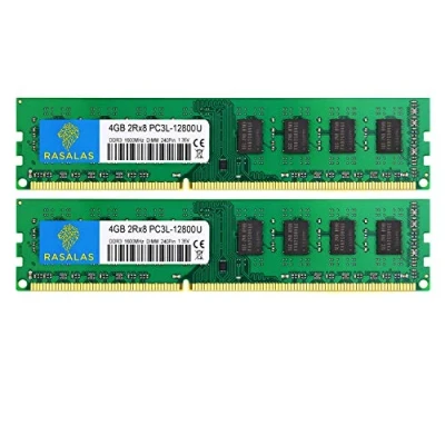 Image of Rasalas PC3L 12800U 8GB Kit (2X 4GB) DDR3 1600 RAM 12800 2Rx8 Udimm 1.35V CL11 Memory for Desktop