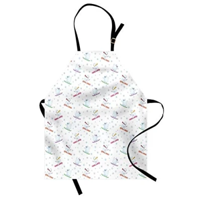 Image of ABAKUHAUS Bear Apron, Funny Polar Teddy Bears, Unisex Kitchen Bib Apron with Adjustable Neck for Cooking Baking Gardening, Multicolor