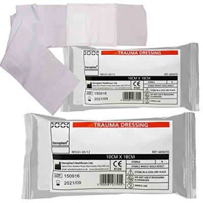 Image of Steroplast Trauma Wound Injury FFD Haemostatic Bleed Control Field Sterile Bandage Dressing 15cm x 18cm (1 Pack)