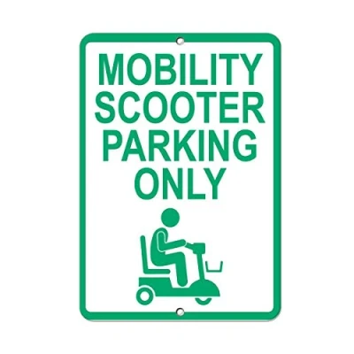 Image of Mobility Scooter Parking Only Sign Vintage Metal 8X12 inches