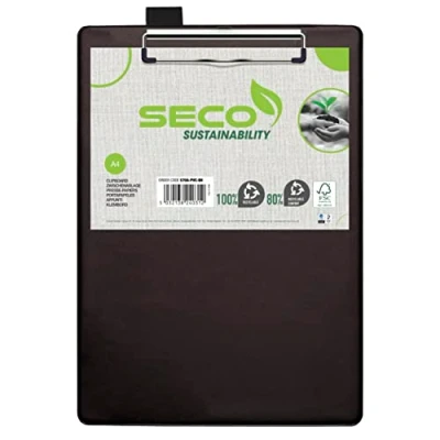Image of SECO 570A ECO BK A4 PVC Covered Clipboard with Heavy Duty Clip Black