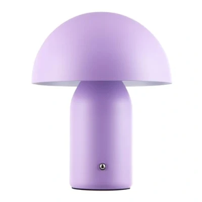 Image of Modern Rechargeable Mushroom Table Lamp in Mat Lilac USB C Cable Included 3 Step Touch Dimmer 3600mAh Power 3w 3000k LED by Happy Homewares