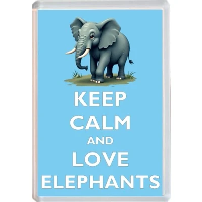 Image of Keep Calm and Love Elephants Jumbo Fridge Magnet 96 x 67mm