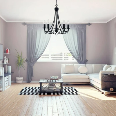 Image of Maypole 5 Light Multi Arm Ceiling Pendant Black, E14