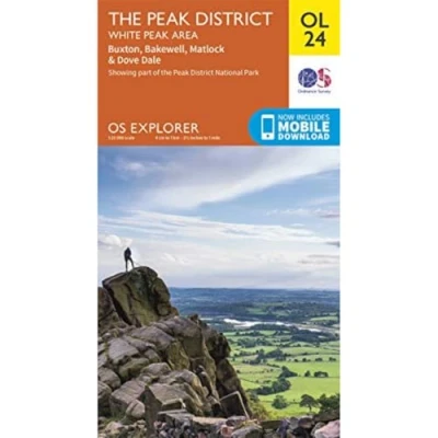 Image of The Peak District: White Area Map Weatherproof District National Park Ordnance Survey OS Explorer Active OL 24 England Walks Hiking Maps Adventure