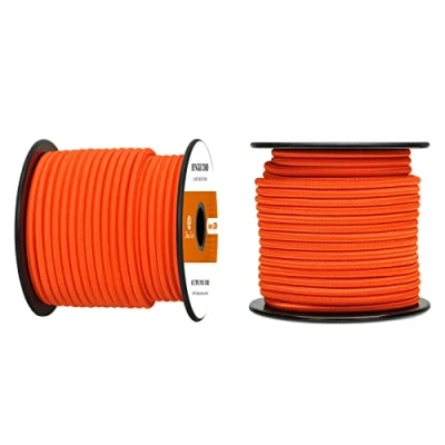 Image of Abma Cord Bungee 4mm 20M Elastic Shock 100% Stretch Rope for Tarpaulin, Trailer, Backpack, Tent Pole, Kayak Orange