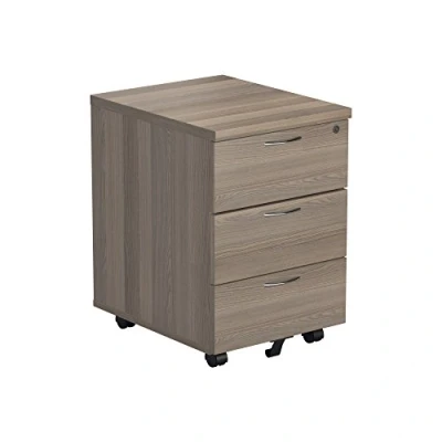 Image of Office Hippo Heavy Duty 3 Drawer Mobile Pedestal Storage Cabinet, Storage, Cabinet Lockable 5 Year Wty Grey Oak