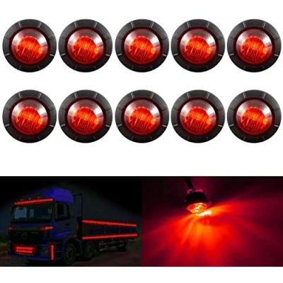 Image of KATUR 3/4&quot; Round LED Front Rear Side Marker Indicators Light Waterproof Bullet Clearance 12V for Car Truck (Red)