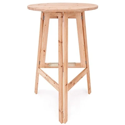 Image of CASARIA® Bar Table Wooden Foldable Breakfast High Dining Large Round Top 78cm Diameter Tea Coffee Cocktails Drinks Home Pub Bistro 78 x 111cm